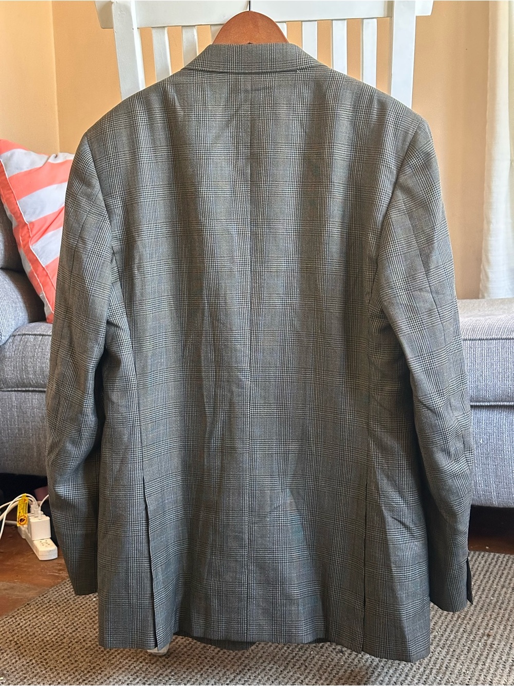 Canali Saks Fifth Avenue Glen Plaid Brown Tan Navy Men’s Sports Coat Size 44 L - Picture 2 of 13